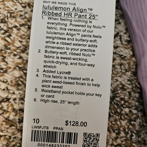Lululemon Align Ribbed High-Rise Pant 25" Size 10 Purple Ash - Picture 2 of 4